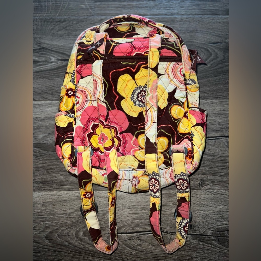 Vera Bradley Butternut Floral Quilted Backpack Boho Pink Yellow Brown Bag - Picture 6 of 8